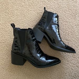 Steve Madden black croc booties